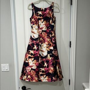 Adrianna Papell Floral Sleeveless Formal Midi Dress - Multicolor- Size 4